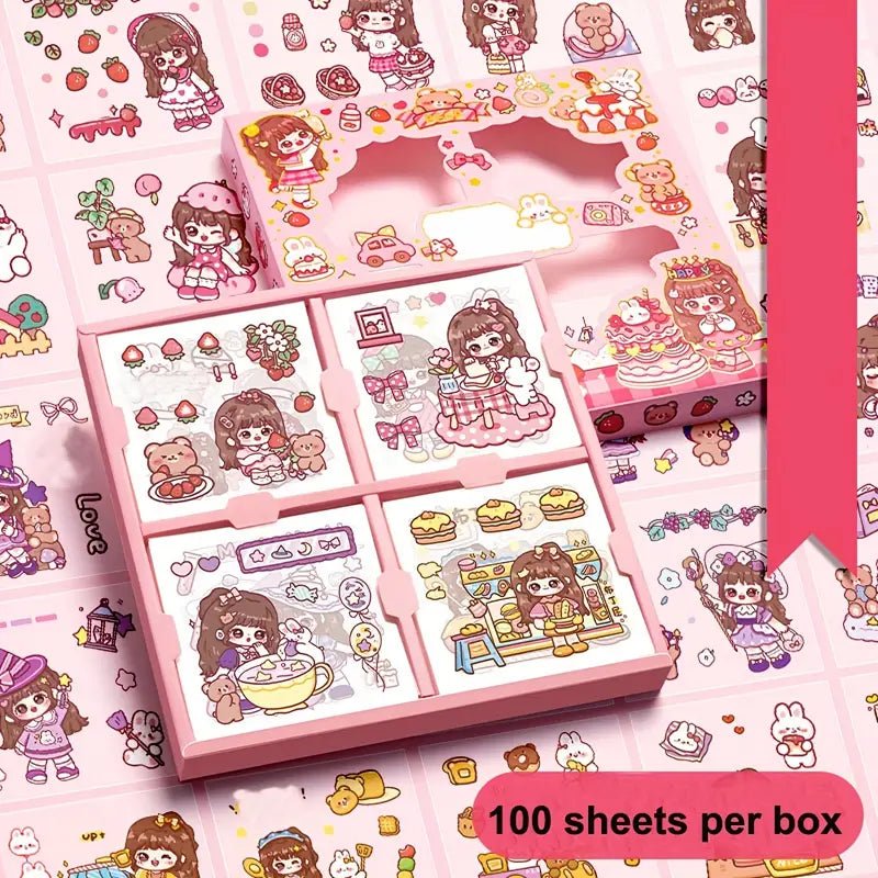 100pcs Guka Sticker Dream-Girl Set (2002) - High-Quality Stickers with Cute Dreamy Girl Illustrations