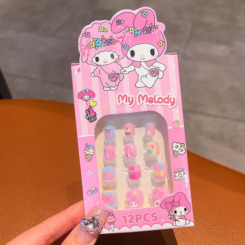 12pcs Sanrio Kids Nail Kit (9008) - Kid-Friendly Press-On Nails with Sanrio Characters Sanrio Press-On Nails for Kids (9008) - 12 Pieces of Colorful, Cute Nail Art for Girls