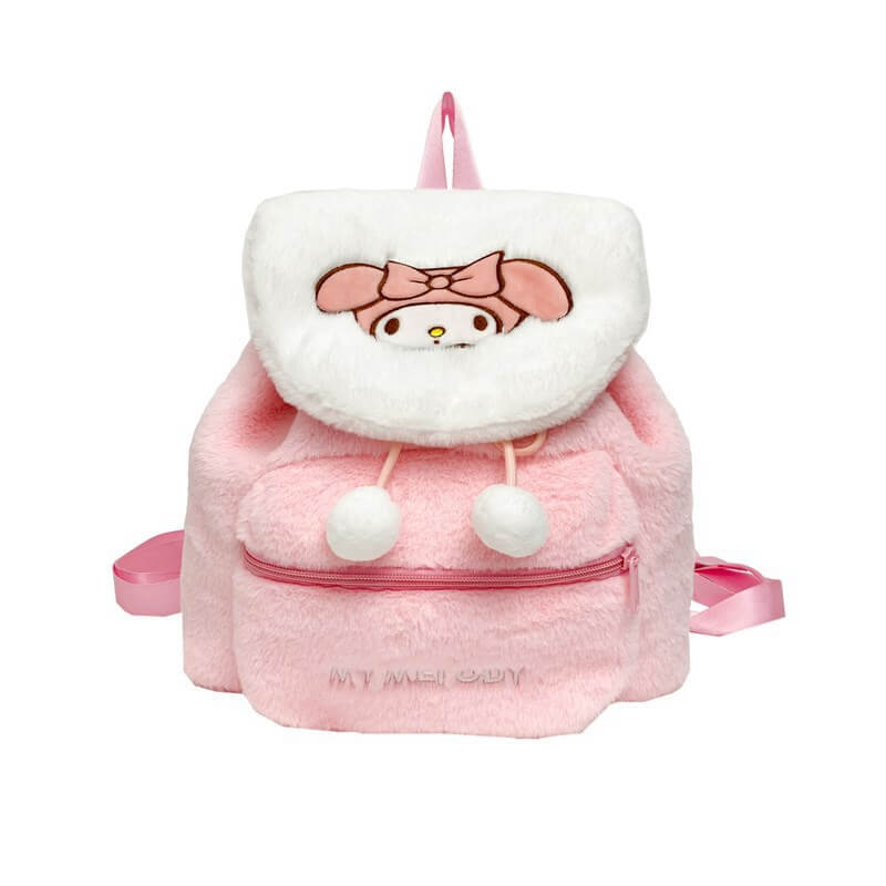Sanrio Cute Plush Backpack – Stylish Fuzzy Cartoon Purse for Kids and Teens Sanrio Soft Fuzzy Backpack – Cartoon Bucket Purse for Sanrio Collectors
