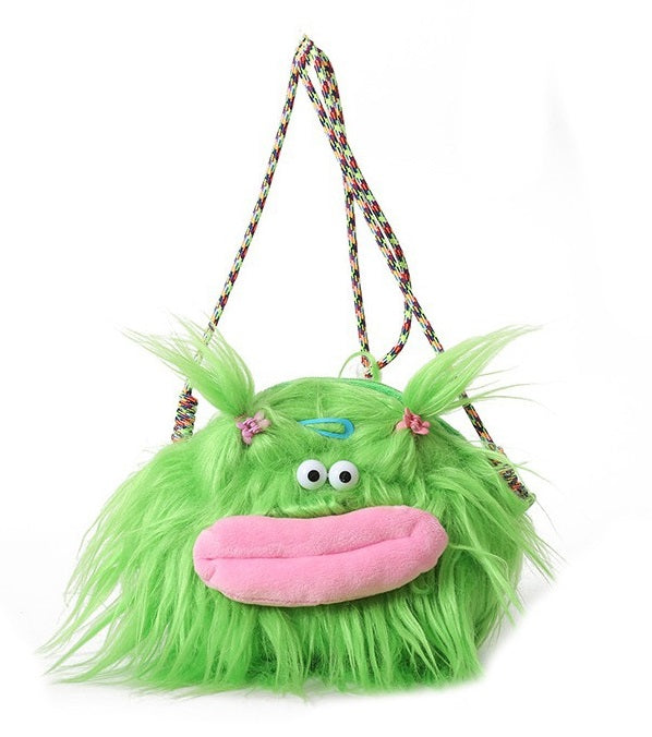 Ugly-cute plush toy bag for quirky fashion Adorable plush toy bag with ugly-cute design Unique ugly-cute plush toy crossbody bag Fun and playful plush toy handbag for casual wear
