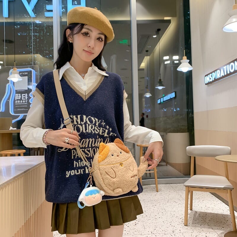 Minimalist Japanese style kitten bag for women and girls