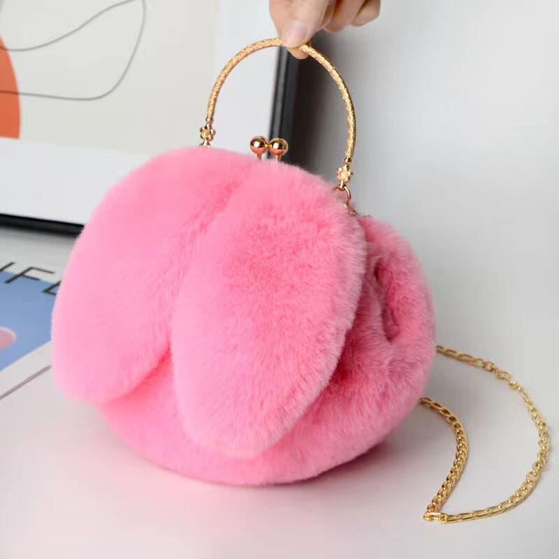 Soft plush bunny purse with cute rabbit ear design