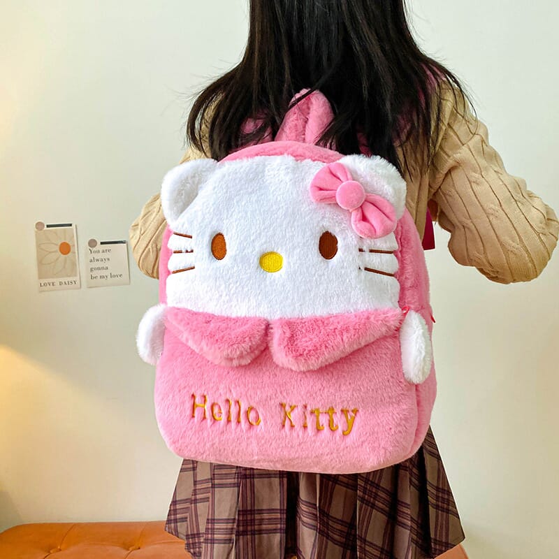 Pink Sanrio backpack with Hello Kitty and Cinnamoroll design