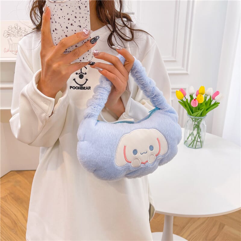Sanrio Cinnamoroll plush handbag, new cartoon design for girls’ accessories Cute Cinnamoroll plush handbag by Sanrio, perfect for kids’ everyday use