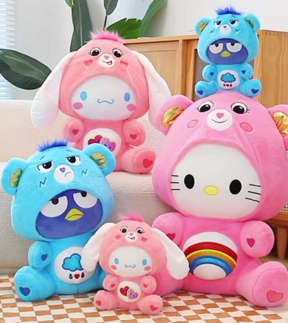 Sanrio KT Cat penguin plush toy with rainbow bear design, cuddly and fun Cool penguin rainbow bear Sanrio KT Cat plush toy, perfect for kids and collectors