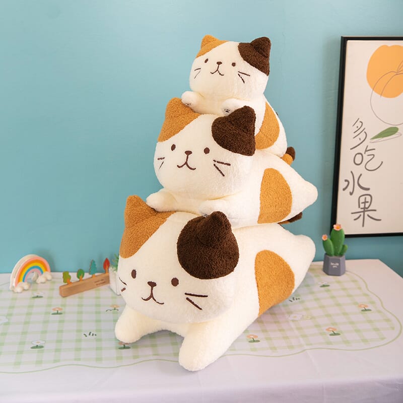 Soft and cuddly three-color cheese cat plush toy, perfect for kids’ room decor Cute three-color cheese cat stuffed toy, soft and fun plush for children