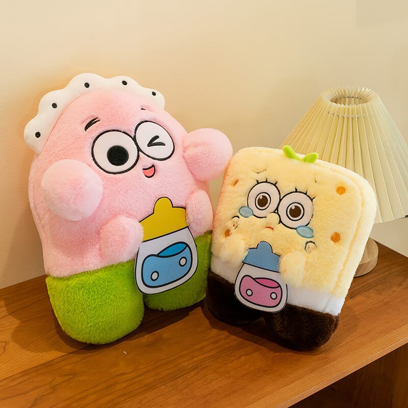 Soft SpongeBob Patrick plush toy, baby bottle design stuffed animal
