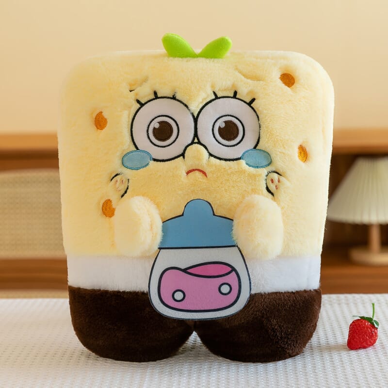 SpongeBob Patrick plush toy with baby bottle, soft and huggable for playtime