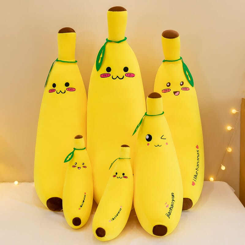 Realistic banana plush toy, soft and squishy stuffed fruit for kids