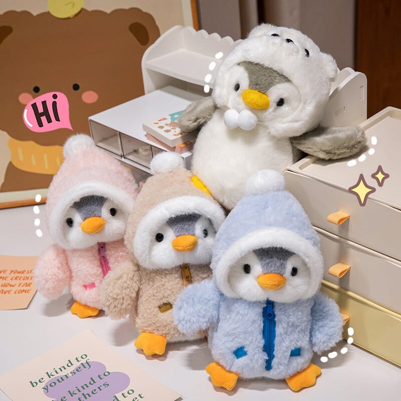 Cute penguin stuffed animal, dressing-up doll with clothes Penguin plush toy with dress-up accessories, fun toy for toddlers