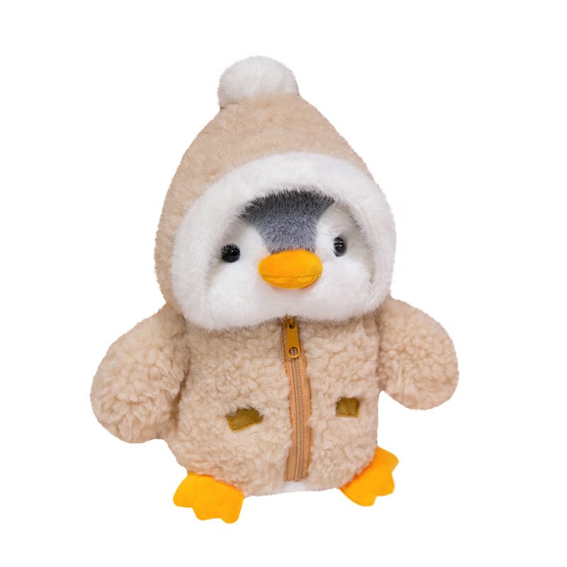 Penguin plush toy with wardrobe accessories, soft and huggable Customizable dressing-up penguin plushie, perfect for kids’ playroom