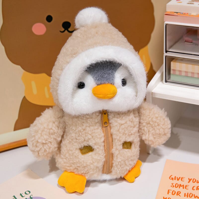Dressing-up plush penguin toy, great for storytelling and fun play Fluffy penguin stuffed toy with changeable clothes for kids