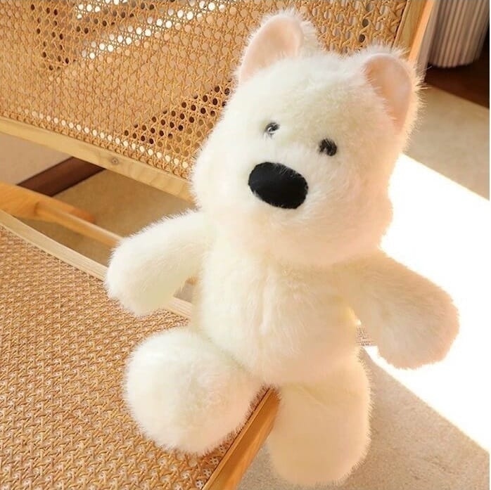 Running Westie dog plush, cuddly soft stuffed animal for all ages Healing Forest plush Westie dog, huggable stuffed animal toy