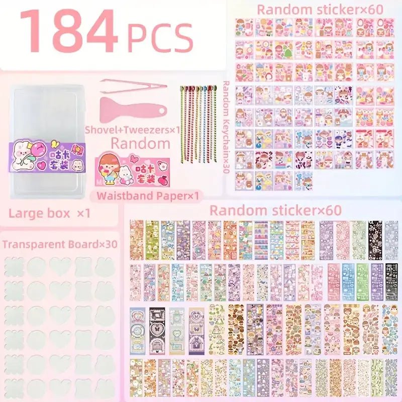 184pcs Gookka Guka Sticker Set (1001) - Colorful Stickers for Crafting, Scrapbooking, and Decoration 184pcs Gookka Guka Sticker Set (1001) - Fun Stickers for Kids' Craft Projects and Scrapbooking