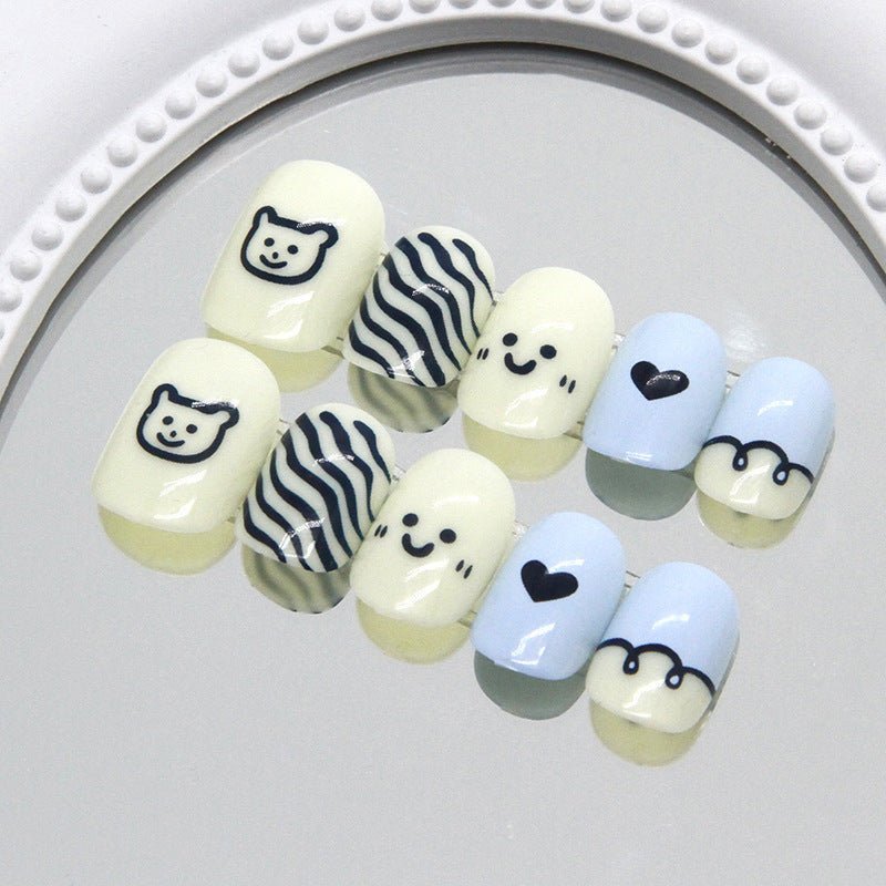 Handmade Cartoon Kids Press-On Nails (9006) - 20 Fun and Playful Nail Designs for Children