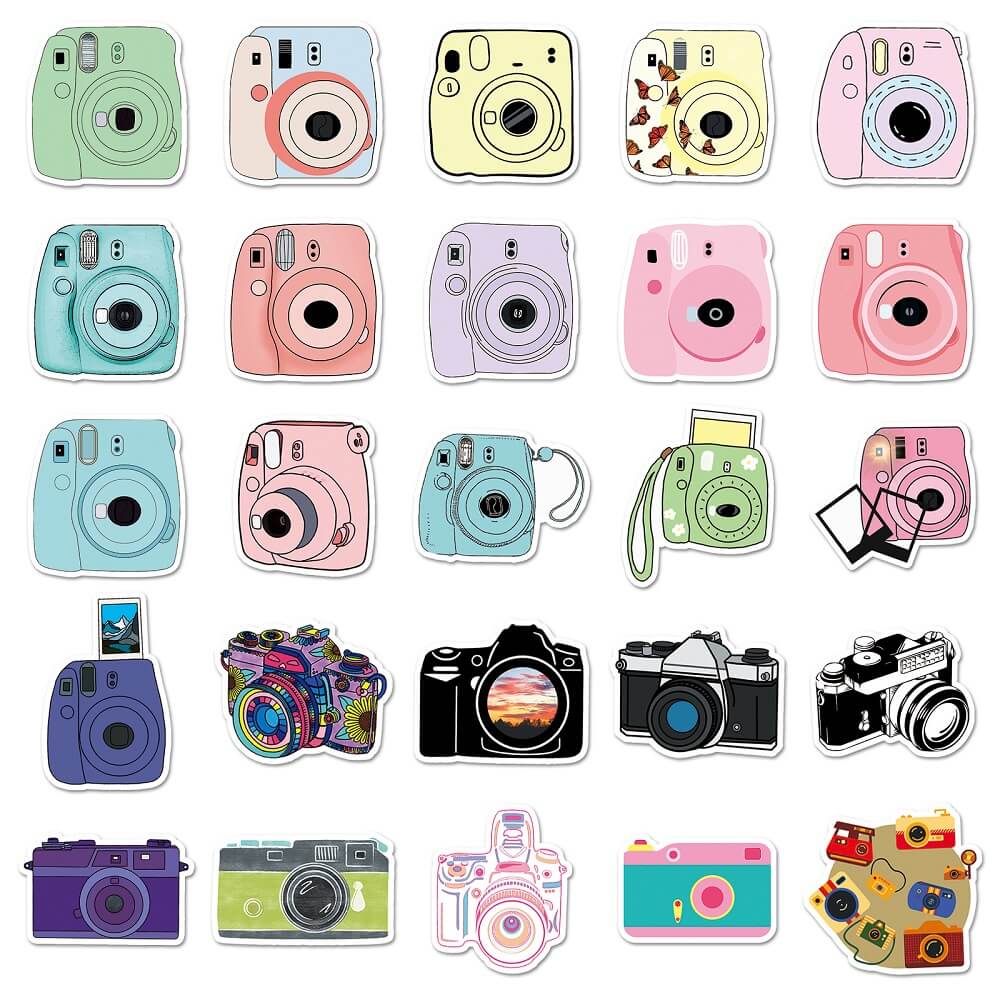 50pcs Camera Stickers – Artistic Camera Stickers for Customizing Bags and Backpacks Camera-356 Stickers – 50pcs Photography Stickers for Classroom Projects