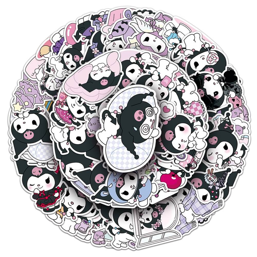 Sanrio Kuromi B-1482 Stickers – 50pcs Fun Kuromi Stickers for Kids’ Craft Kits 50pcs Sanrio Kuromi B-1482 Stickers – Creative Kuromi Stickers for Birthday Party Invitations