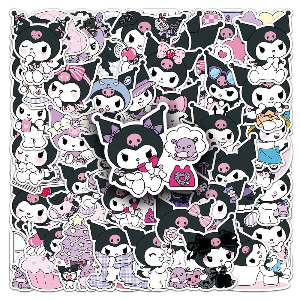 Sanrio Kuromi B-1482 Stickers – 50pcs Kuromi Stickers for Personalizing Party Favors 50pcs Sanrio Kuromi B-1482 Stickers – Fun Kuromi Stickers for DIY Stationery Decoration Sanrio Kuromi B-1482 Stickers – 50pcs of Kuromi Stickers for Gifts and Party Dec