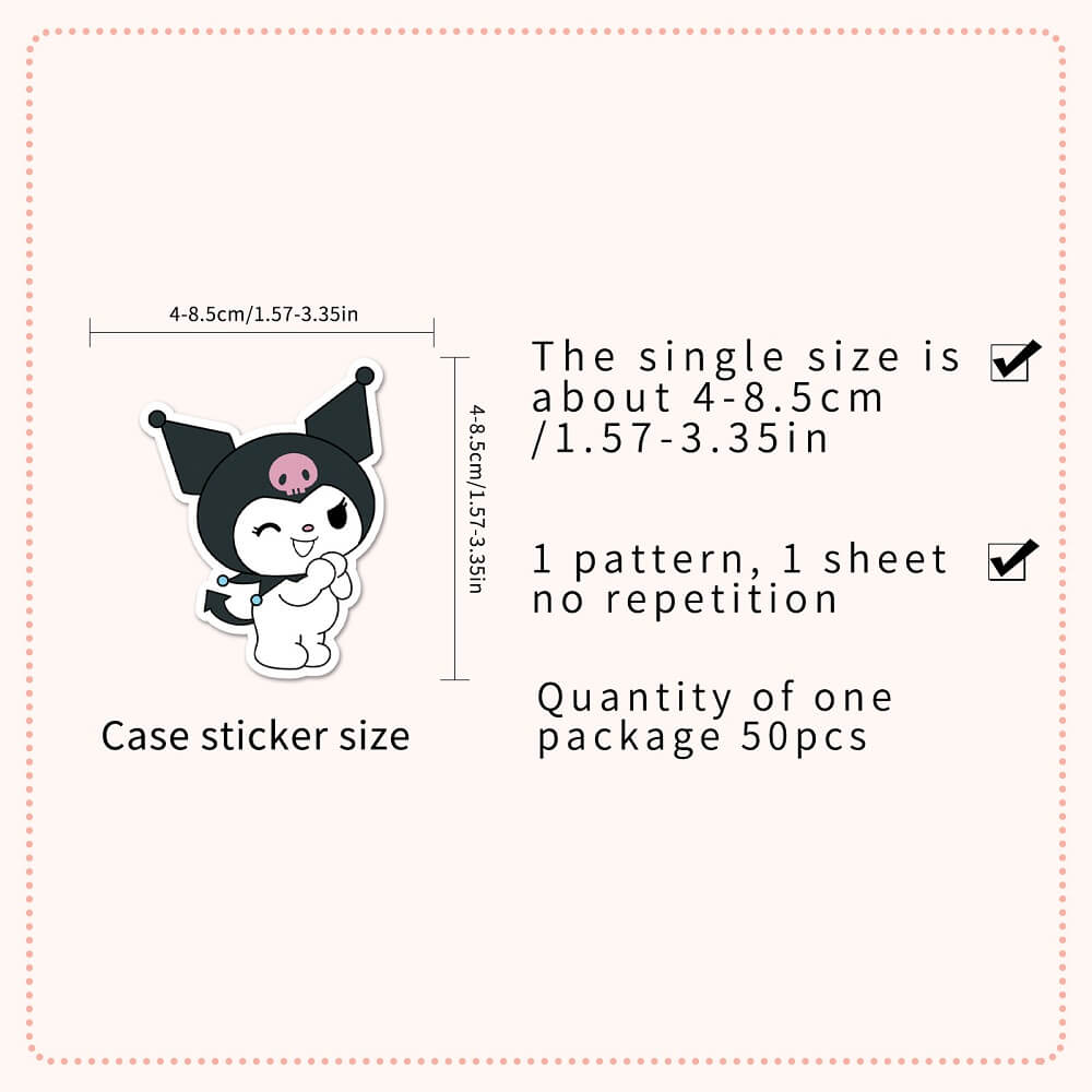Sanrio Kuromi B-1482 Stickers – 50pcs Cute Kuromi Stickers for Kids and Sanrio Lovers