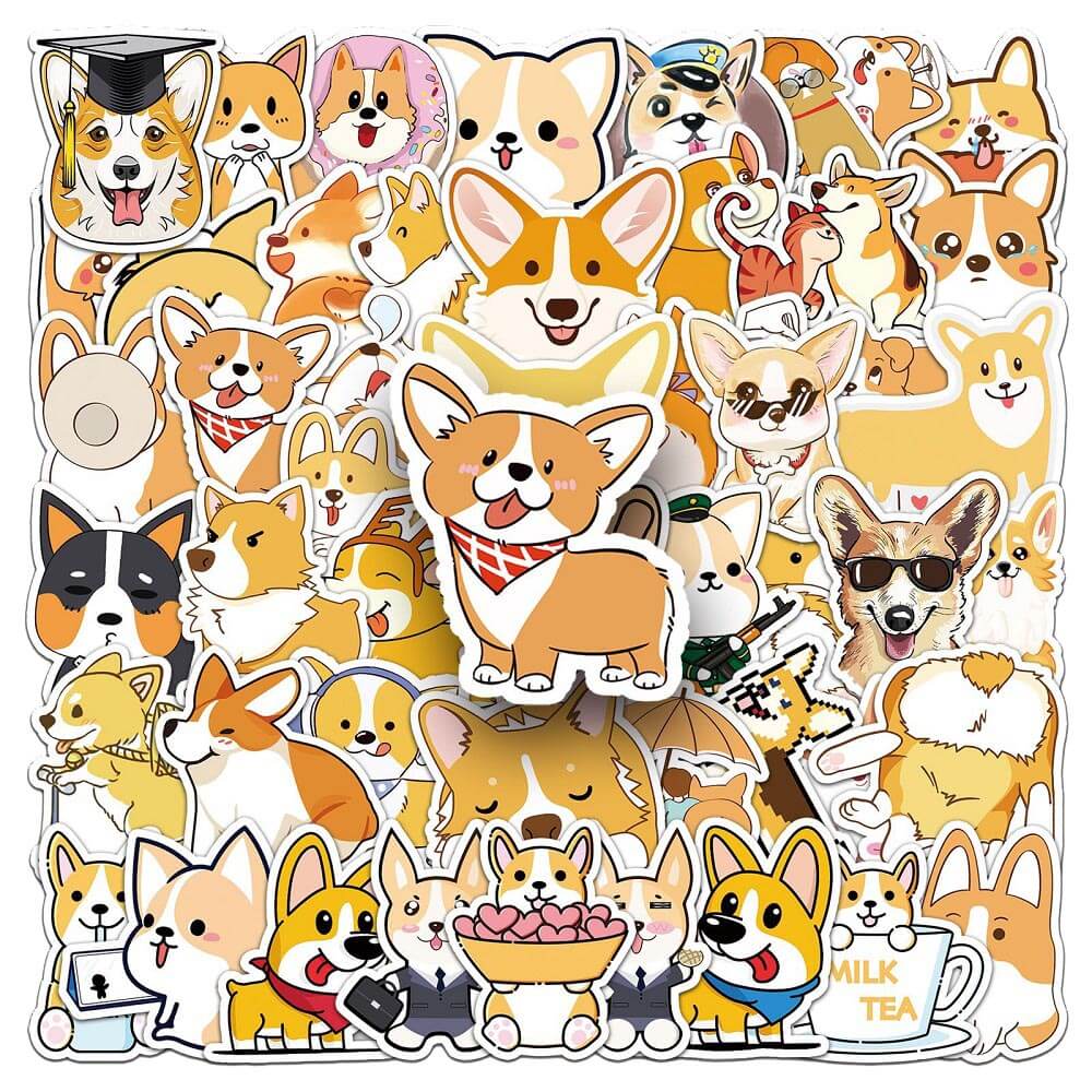50pcs Corgi -144 Stickers – Adorable Corgi Stickers for Scrapbooking and Journaling Corgi -144 Stickers – 50pcs Corgi Stickers for Kids’ DIY Projects and Craft Kits