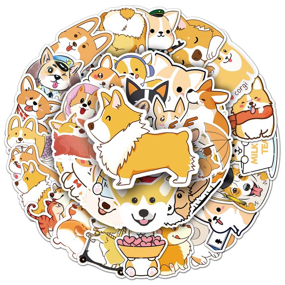 Corgi -144 Stickers – 50pcs Cute Corgi Stickers for Dog Lovers and Corgi Fans 50pcs Corgi -144 Stickers – Adorable Corgi Dog Stickers for Scrapbooking and Journals