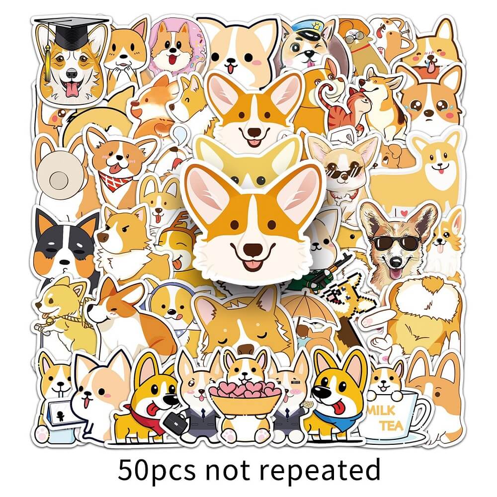 50pcs Corgi -144 Stickers – Cute Corgi Stickers for Greeting Cards and Party Decorations Corgi -144 Stickers – 50pcs of Fun Corgi Dog Stickers for Scrapbook Enthusiasts