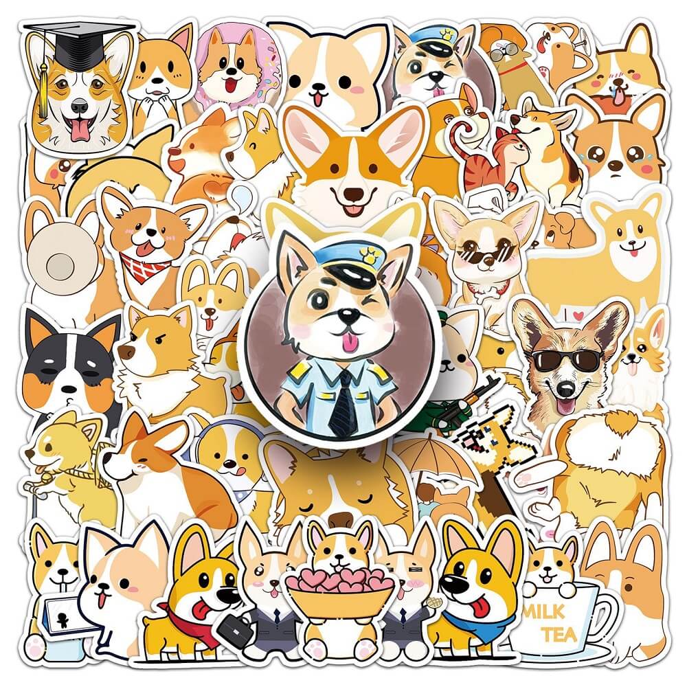 50pcs Corgi -144 Stickers – Cute Corgi Stickers for Birthday Party Decorations Corgi -144 Stickers – 50pcs Corgi Dog Stickers for Crafting and DIY Enthusiasts