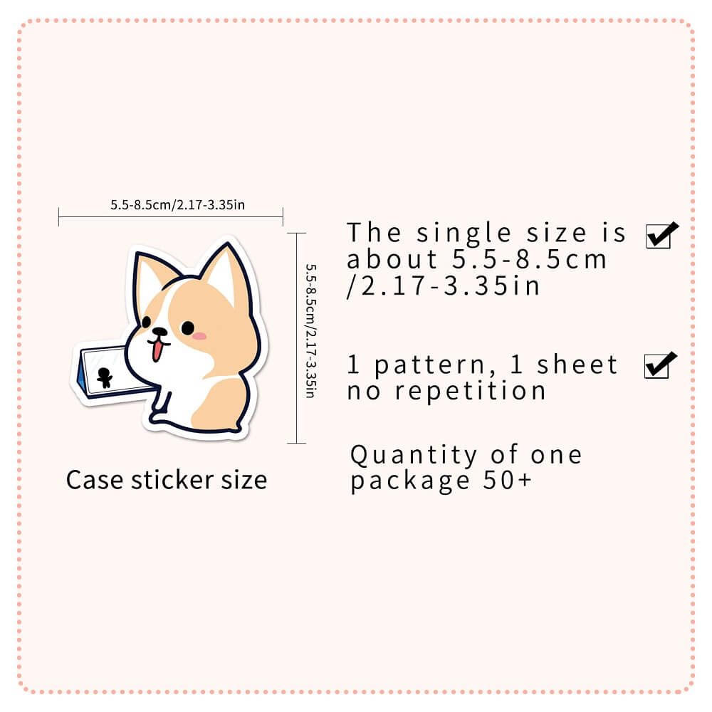 Corgi -144 Stickers – 50pcs Playful Corgi Stickers for Personalizing School Supplies