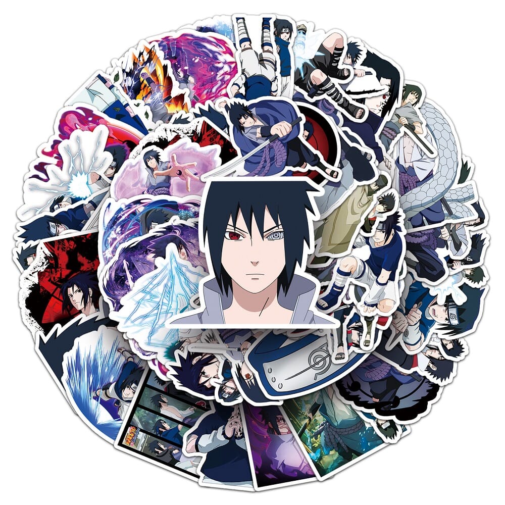 Naruto Uchiha Sasuke stickers set, 50 pieces for anime fans Uchiha Sasuke-1354 stickers, 50pcs vibrant Naruto character decals 50-piece Naruto Uchiha Sasuke stickers, high-quality vinyl anime stickers
