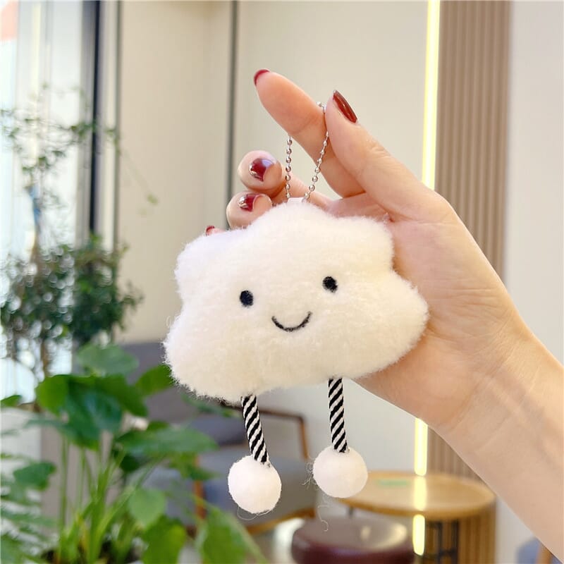 Soft and fluffy cloud plush keychain, trendy bag charm