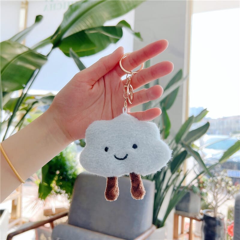 Cute little cloud plush keychain, pastel accessory for bag decoration