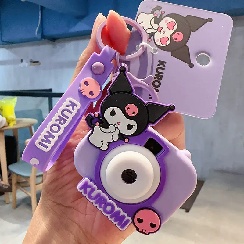Kawaii star projection camera plush keychain, Sanrio bag charm for kids Sanrio star projection camera plush keychain, small toy for daily style Sanrio plush star projection camera keychain, perfect for anime fans and collectors