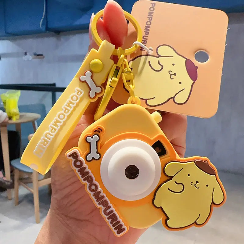 Sanrio star projection camera plush toy keychain, perfect for daily use Cute Sanrio star projection camera plush keychain, charming small accessory for bags Sanrio plush star projection camera keychain, fun and cute accessory for keyrings