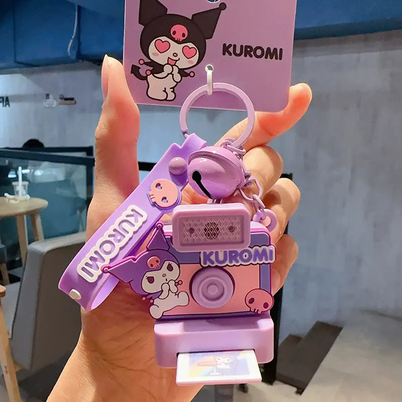 Cute plush Polaroid camera keychain by Sanrio, fun accessory for everyday carry Sanrio Polaroid plush keychain, perfect for bag decoration and photo lovers Mini Sanrio Polaroid plush keychain, cute and stylish bag charm