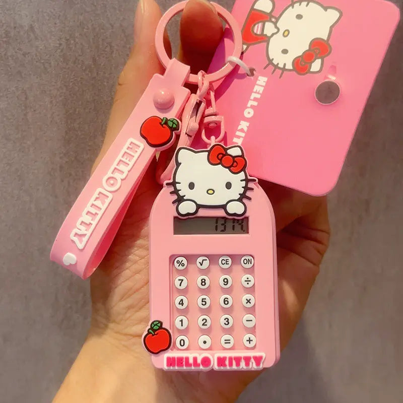 Mini portable calculator keychain by Sanrio, colorful small accessory Sanrio mini calculator keychain, practical and cute accessory for bags Cute Sanrio portable calculator keychain, perfect for students and fans
