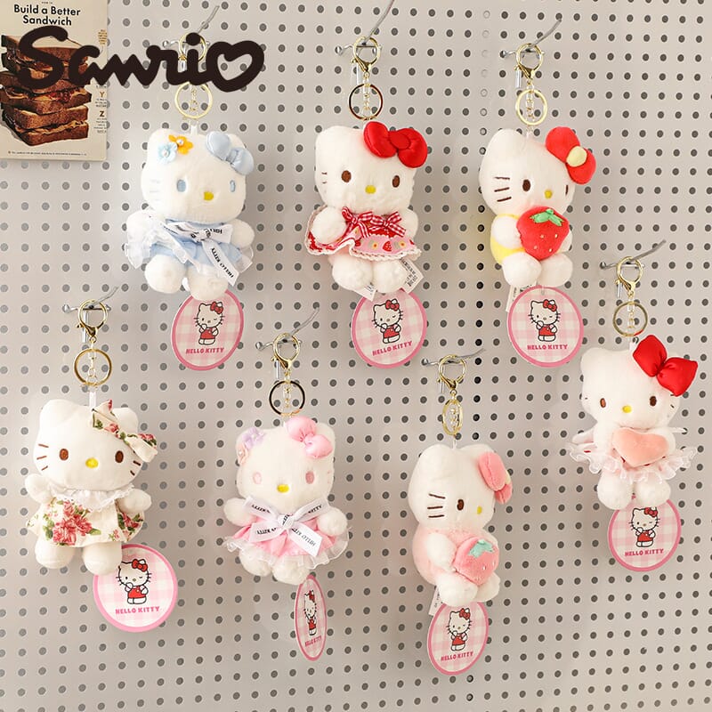 Sanrio official Hello Kitty keychain, cute plush pendant for backpacks and purses