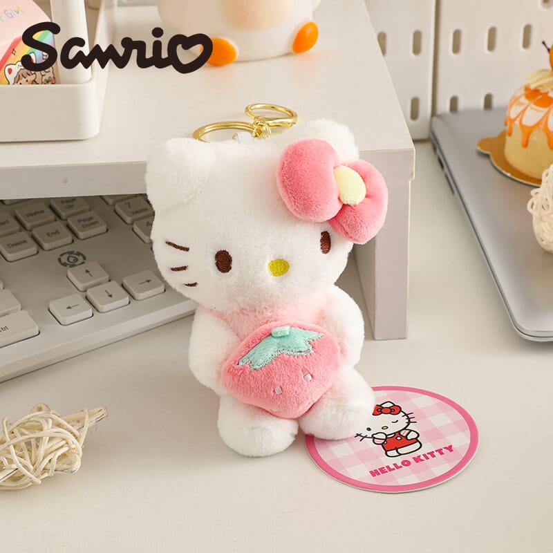 Hello Kitty plush doll pendant, Sanrio licensed cute keychain for girls