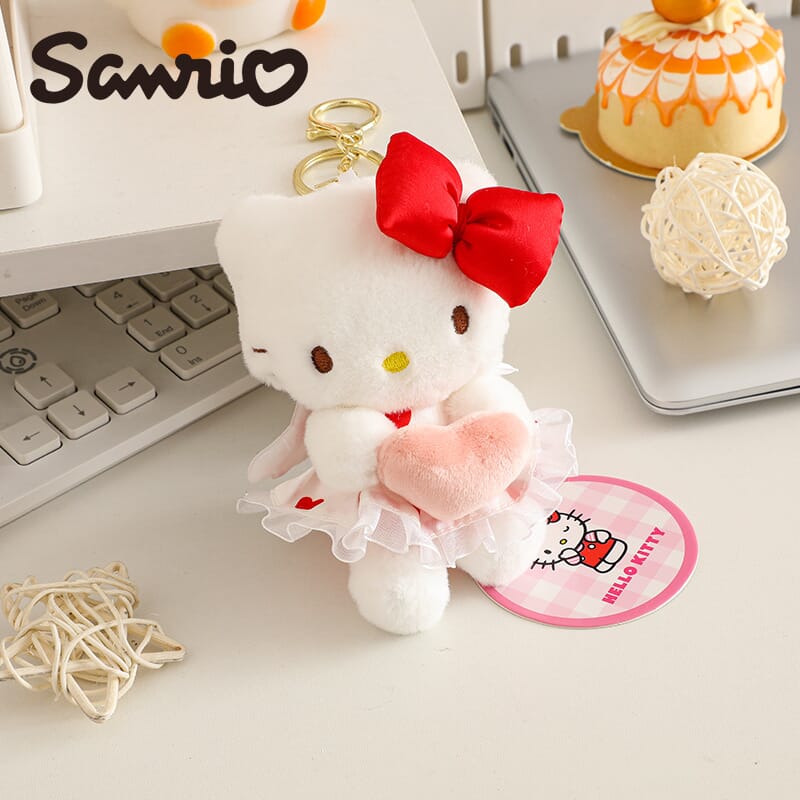 Adorable Hello Kitty plush pendant, Sanrio official keychain for girls and teens Soft and cute Hello Kitty plush keychain, Sanrio backpack pendant charm