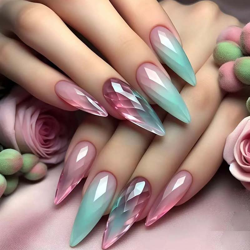 24pcs Gradient Cat Eye Press-On Nail Kit (9007) - Stunning Cat Eye Gradient Nails for a Chic Look Gradient Cat Eye Press-On Nails Kit (9007) - 24 Pcs of Stunning Color-Changing Nails