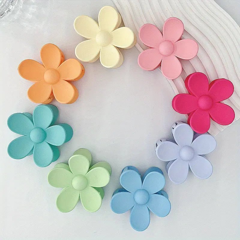 4004 Flower Shape Hair Claw Clip - Beautiful and Durable Hair Clips for Updos and Hairstyles 9pcs Flower Shape Hair Claw Clip (4004) - Set of Colorful Flower Clips for Hair Styling