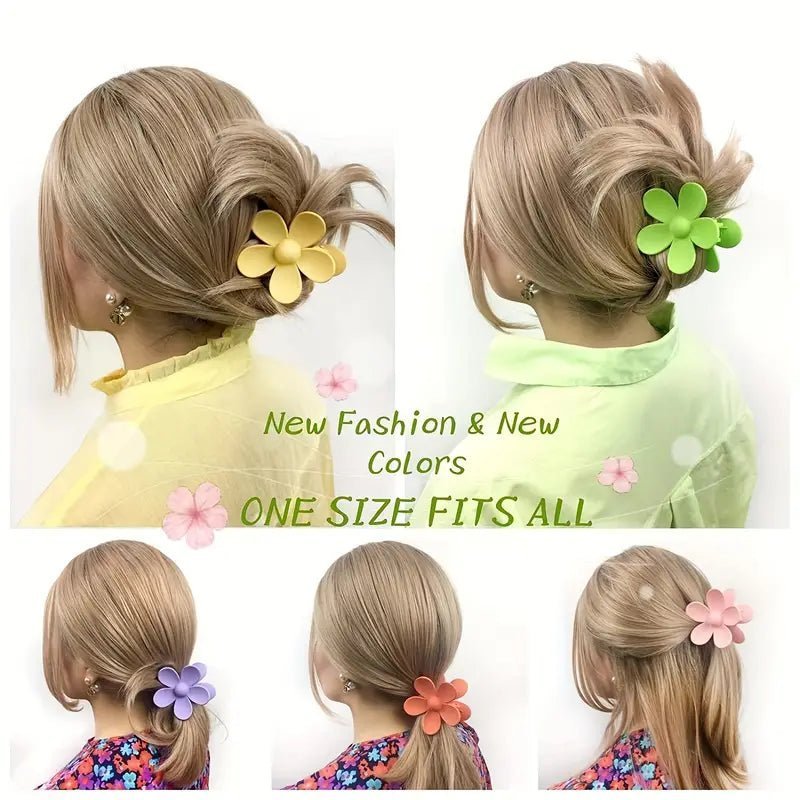 9pcs Flower Shape Hair Claw Clip (4004) - Chic Hair Clamps for Securing Loose Hair 4004 Flower Shape Hair Claw Clips - High-Quality Hair Clips for Women’s Hair Accessories