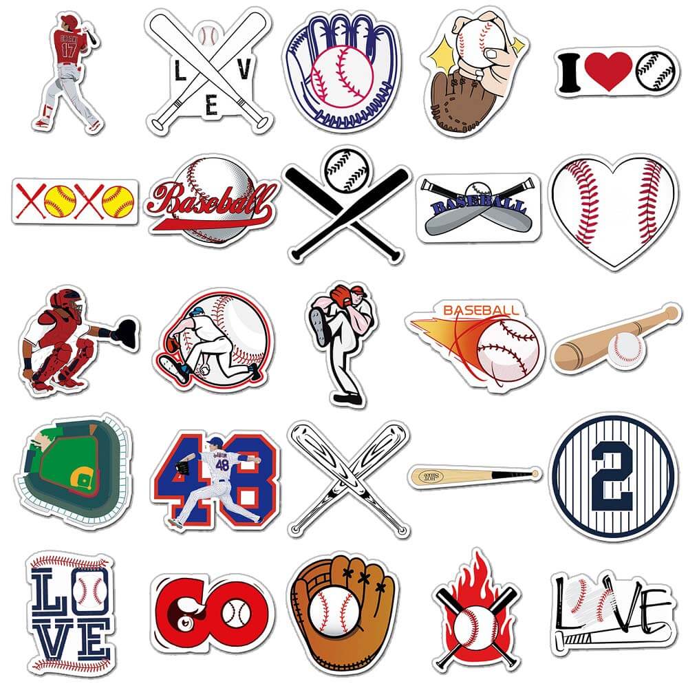 Baseball Fan Stickers 50pcs (2011) - Stickers with Classic Baseball Images and Designs Baseball 50 Stickers (2011) - Unique Baseball-Themed Stickers for Sports Decor