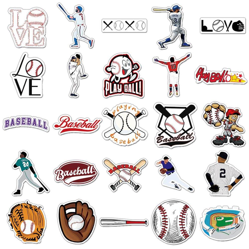 Baseball Sticker Set 50pcs (2011) - Perfect for Baseball Lovers, Coaches, and Fans 50pcs Baseball Sticker Set (2011) - Fun Sports Stickers Featuring Baseball Equipment and Balls Baseball Stickers 50pcs (2011) - Vibrant, Fun Stickers for Baseball Enthusi