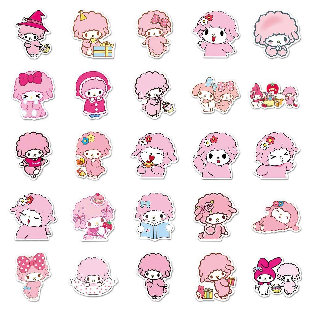 Sanrio Biainol 50pcs Stickers - Ideal for Creative Scrapbooking and Home Decor Sanrio Biainol Stickers - 50pcs for Decorating School Supplies and Personal Items