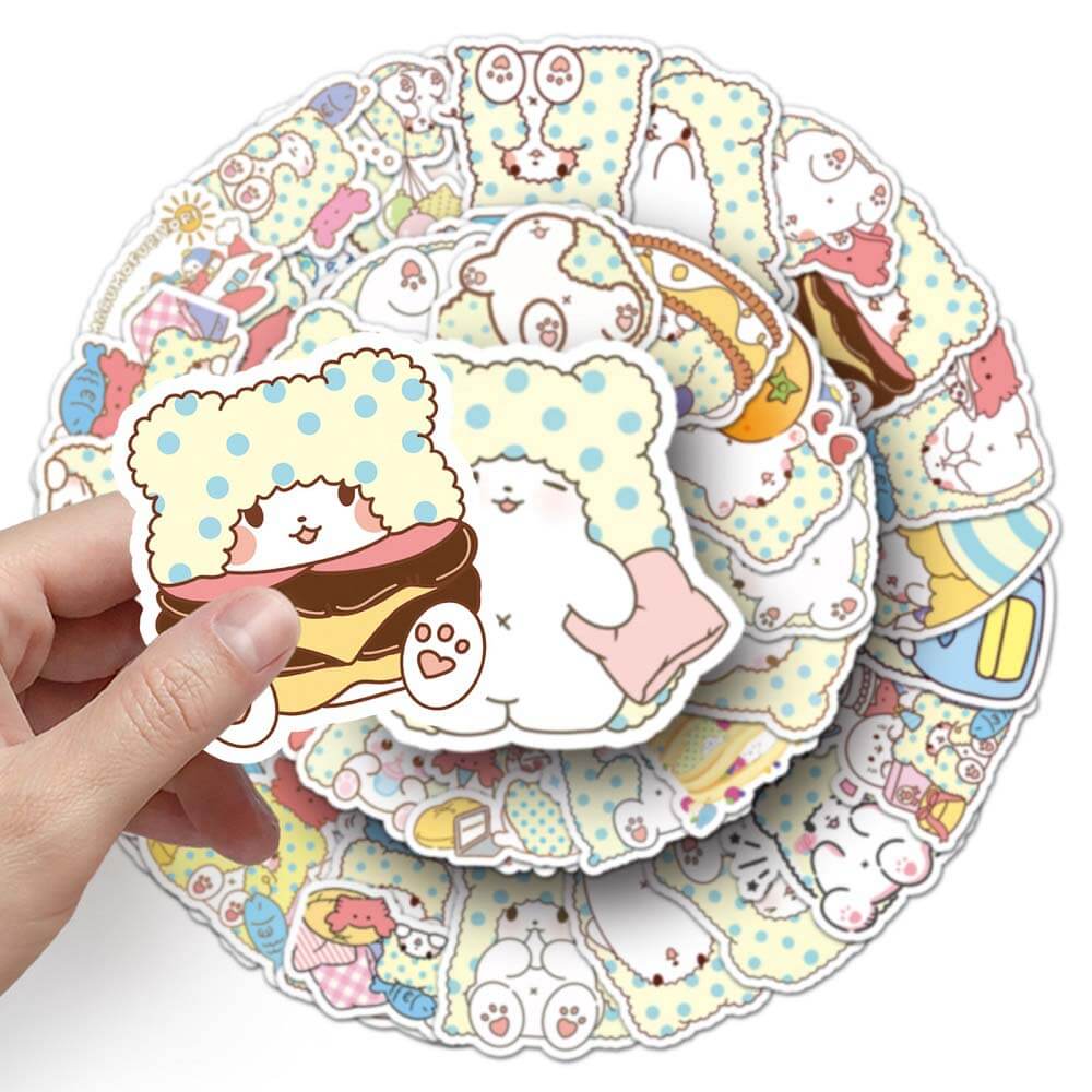 50pcs Cute Blanket Bear Mopp Stickers for DIY Crafts and Gifts High-Quality Blanket Bear Mopp Stickers for Personalizing Items Sweet Blanket Bear Mopp Stickers Set - 50pcs for Creative Projects