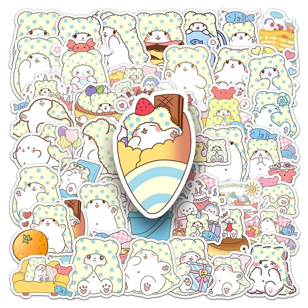 Blanket Bear Mopp Stickers for Laptops, Scrapbooks, and More Sweet Blanket Bear Mopp Stickers Set - 50 Pieces for Creative Expression Blanket Bear Mopp Sticker Set - 50pcs for Anime and Cute Sticker Lovers