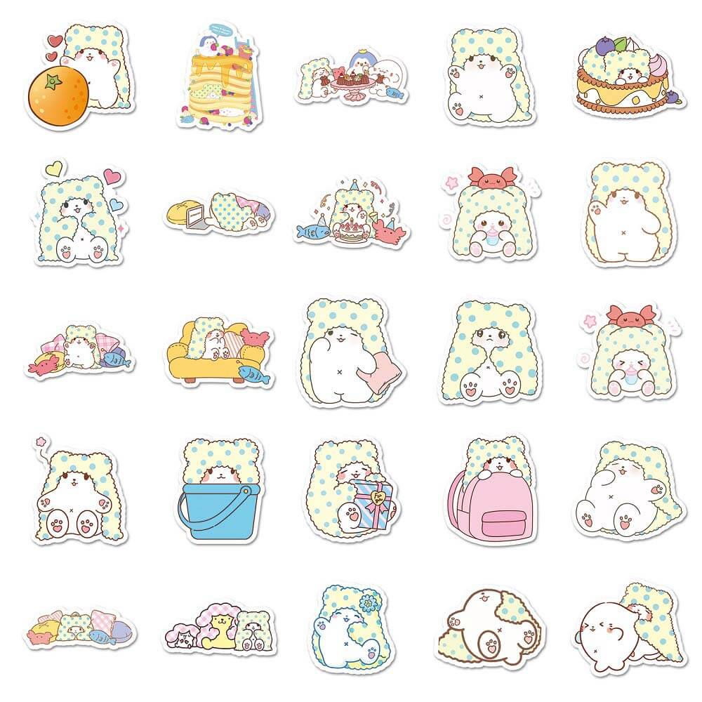 Blanket Bear Mopp 50 Stickers - Perfect for Stickers Enthusiasts 50 Piece Blanket Bear Mopp Stickers for DIY Projects and Crafts Cute Bear Mopp Stickers with Blanket Designs - 50pcs for Fun Decor