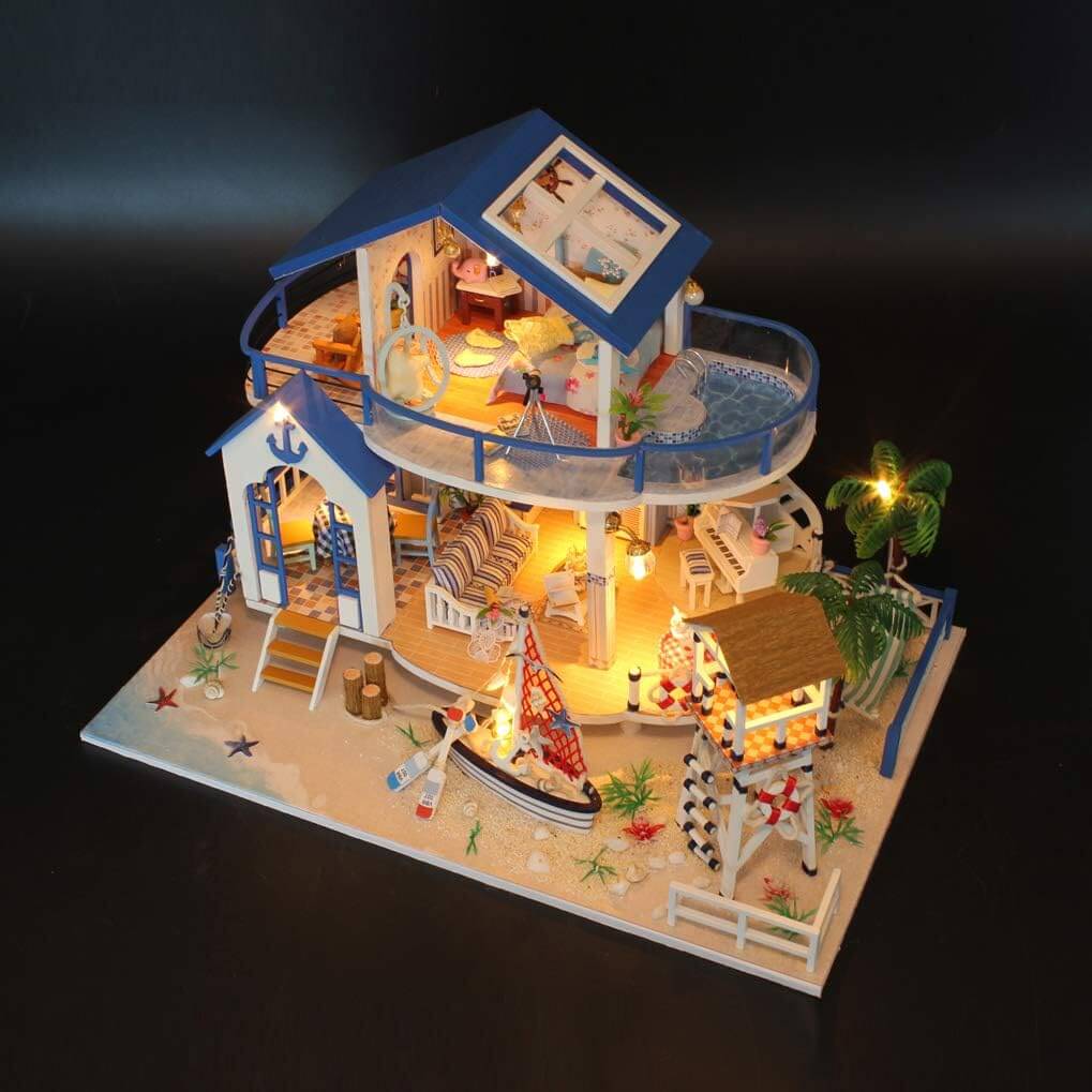 Blue Sea Legend DIY Dollhouse Kit (10014) - Build a Beautiful Oceanic Retreat with Fine Craftsmanship DIY Blue Sea Legend Kit (10014) - Perfect for Ocean Lovers and Miniature Collectors Blue Sea Legend DIY Miniature Dollhouse (10014) - Craft a Magical C
