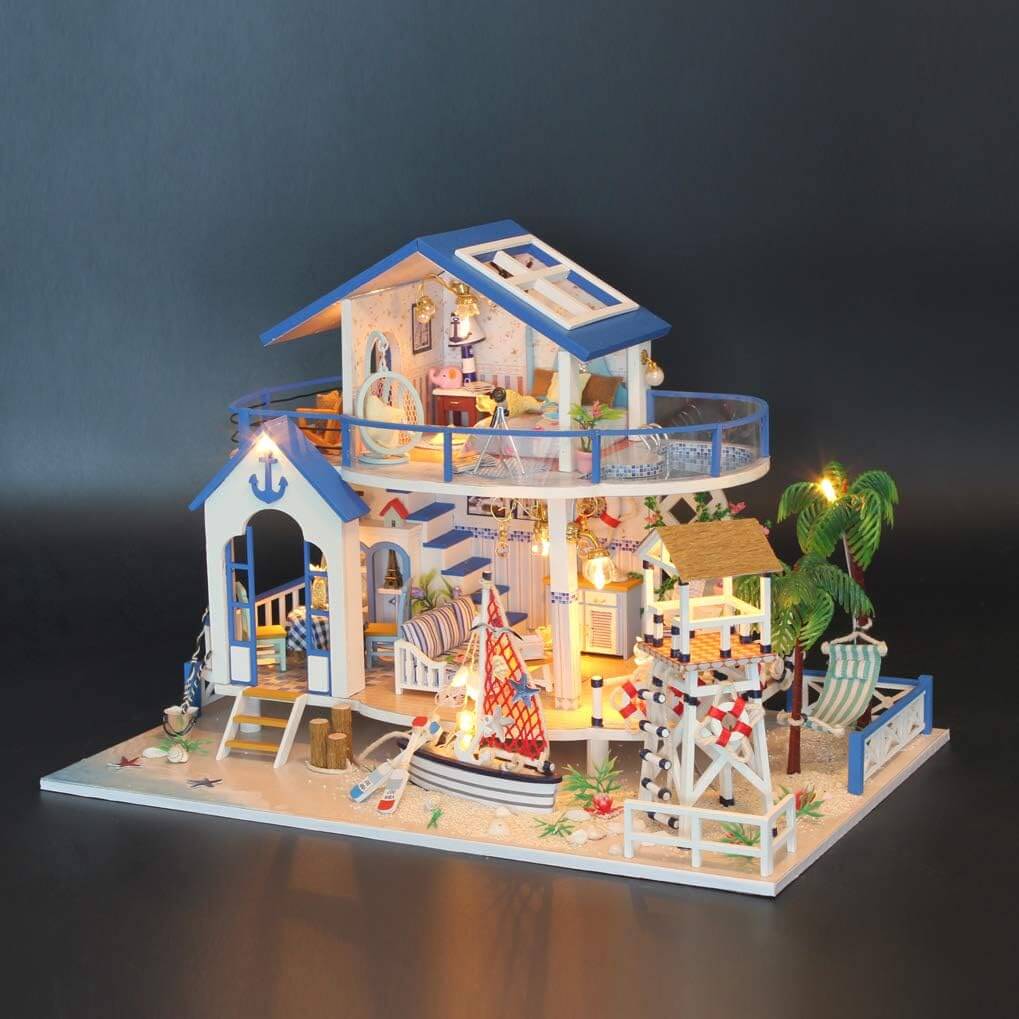 Blue Sea Legend DIY Miniature Kit (10014) - A Seaside Themed Dollhouse for Collectors DIY Blue Sea Legend Miniature Dollhouse (10014) - Craft Your Own Detailed Ocean-Themed Home Miniature DIY Kit Blue Sea Legend (10014) - Create a Stunning Seaside Home