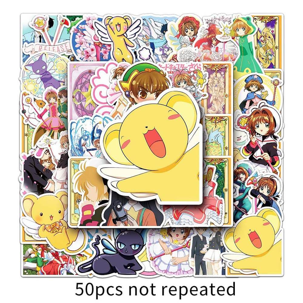 50 Pieces of Cardcaptor Sakura Stickers Featuring Iconic Characters Cardcaptor Sakura Sticker Set for Laptops, Water Bottles, and Journals